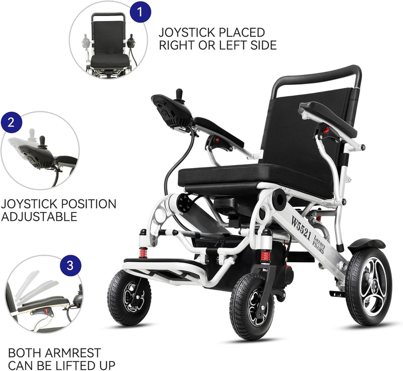 Lightweight Compact Folding Electric Motorized Wheelchair for Adults