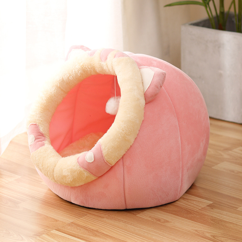 Cozy Cat Nest Bed – Soft Plush, Semi-Enclosed Design