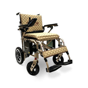 ComfyGO X-7 foldable electric wheelchair, bronze frame, coffee quilted cushion and backrest