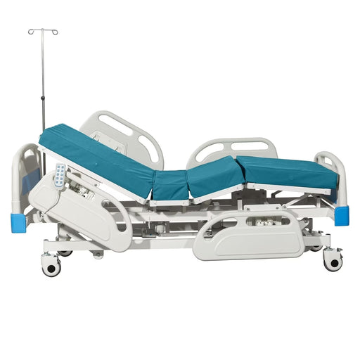 5 Functions Full Electric Hospital Bed ICU Bed for Home and Hospital Use with Thick Mattress & IV Pole
