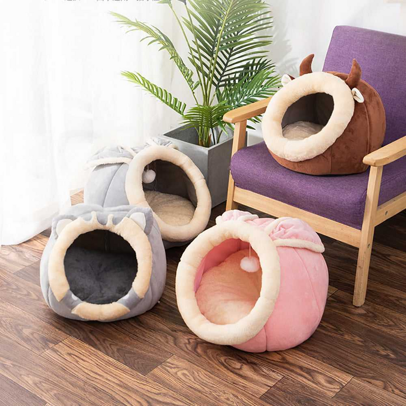 Cozy Cat Nest Bed – Soft Plush, Semi-Enclosed Design