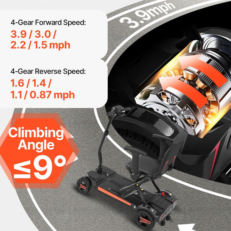 VEVOR 4-Wheel Electric Mobility Scooter Auto Folding Scooter with Remote Control