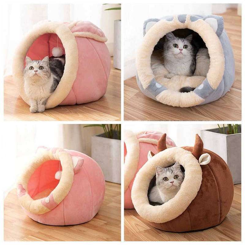 Cozy Cat Nest Bed – Soft Plush, Semi-Enclosed Design