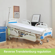 5 Functions Full Electric Hospital Bed ICU Bed for Home and Hospital Use with Thick Mattress & IV Pole