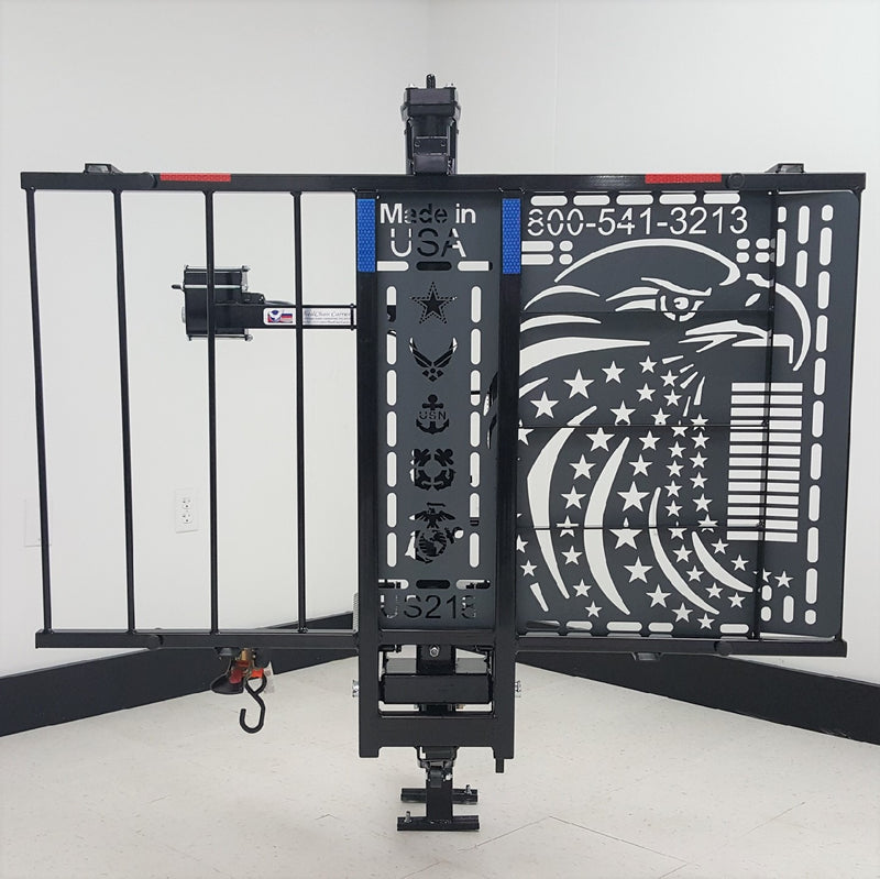 Hold N' Go Electric Lift - Patriotic platform by WheelChair Carrier