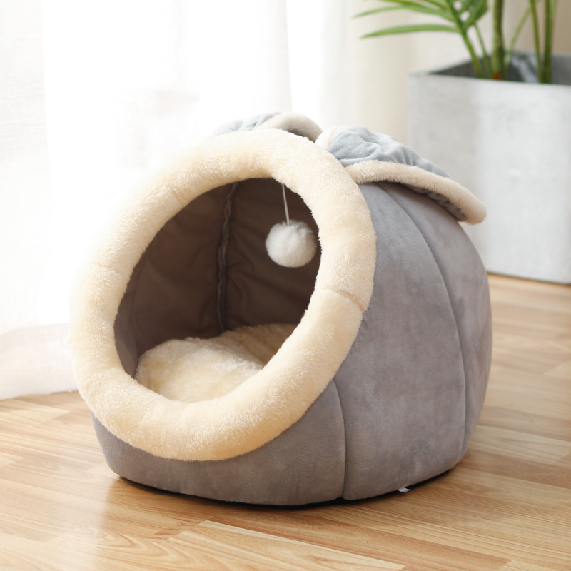 Cozy Cat Nest Bed – Soft Plush, Semi-Enclosed Design