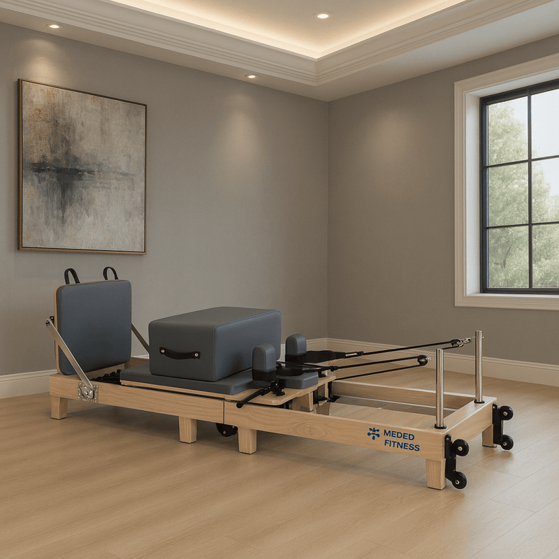 Folding Wooden Pilates Reformer – Professional Studio Design, Space-Saving Frame