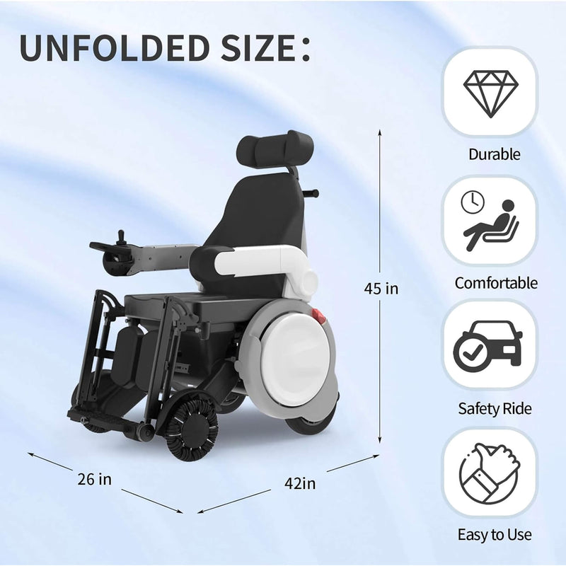 Motivo One-Touch Electric Folding Wheelchair – Zero Gravity Recline, Compact Fold (SAK20968)