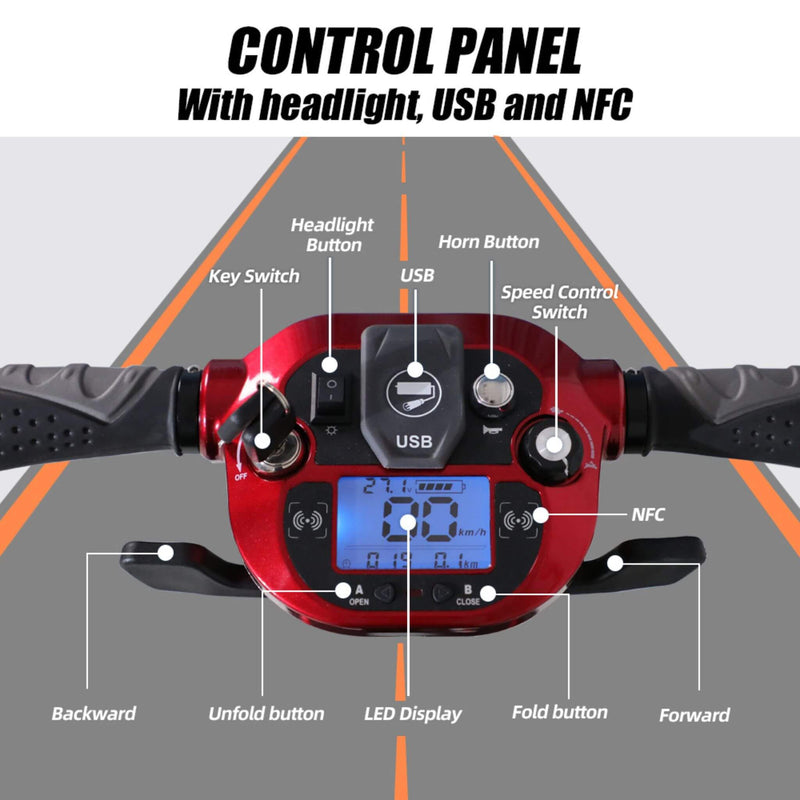 Ultra Lightweight 4-Wheel Folding Mobility Scooter – Remote Control, Compact Travel Design (SAK58976)