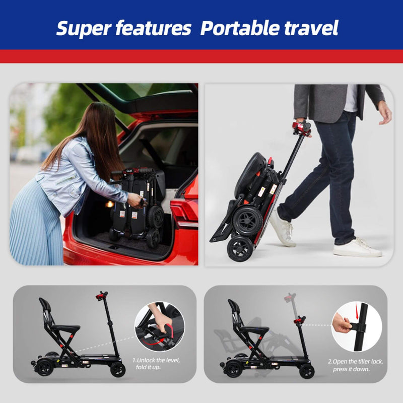 Ultra Lightweight 4-Wheel Folding Mobility Scooter – Remote Control, Compact Travel Design (SAK58976)