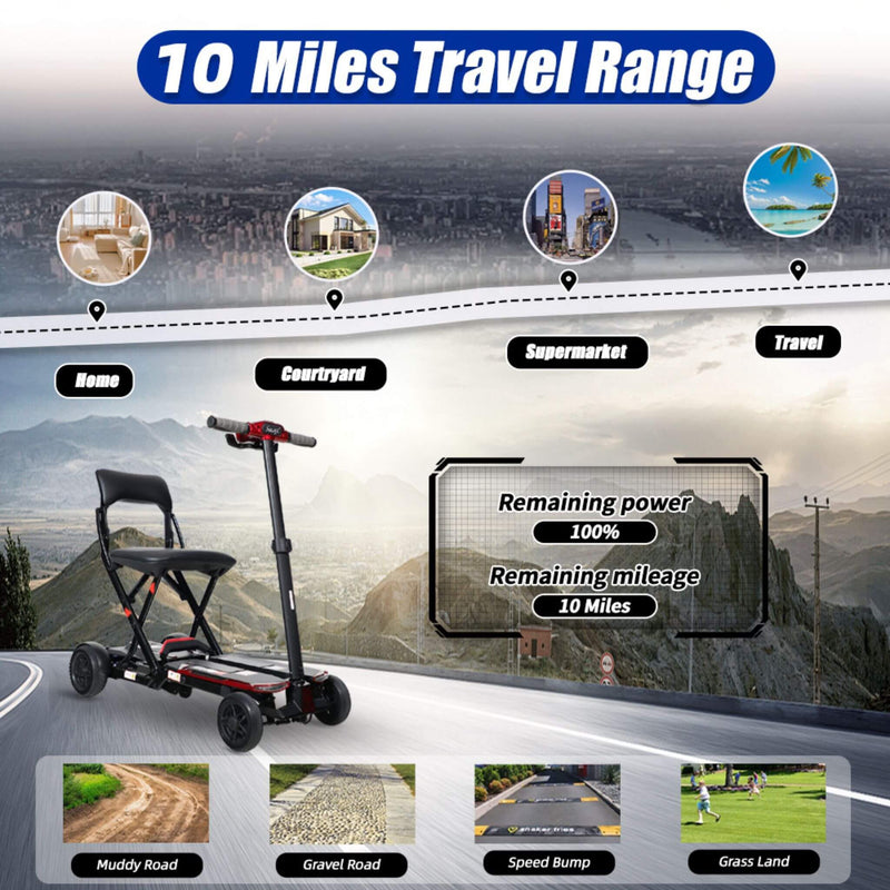 Ultra Lightweight 4-Wheel Folding Mobility Scooter – Remote Control, Compact Travel Design (SAK58976)